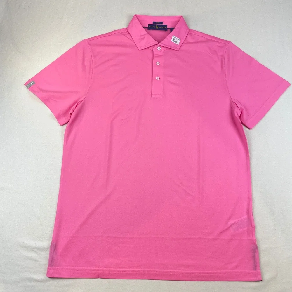 Ralph Lauren Mens Pro Fit Polo Shirt Pink Short Sleeve Performance Large NWOT